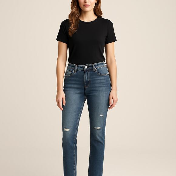 Flying Monkey Ultra High Rise Straight Jeans – Distressed Medium Wash – Size 24 - Picture 3 of 7